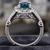 Blue White Diamond Vintage Halo Engagement Ring Split Shank Side