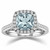 Cushion-Cut Blue Aquamarine and Diamond Halo Engagement Ring Vintage
