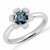 Blue Diamond Solitaire Promise Engagement Flower Ring