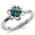 Blue Diamond Solitaire Promise Engagement Flower Ring
