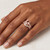 Peach-Pink Morganite 14k Rose Gold Engagement Wedding Ring Set On Hand