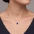 One Carat Blue Sapphire Solitaire Pendant Necklace 14k Gold On Model