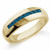 Fancy Blue Diamond Men's Wedding Band Channel-Set Ring Yellow Gold
