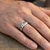 Alternating Green and White Diamond Men's Wedding Ring Channel Band On Hand