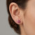 Pink Tourmaline Gemstone Stud Earrings 14k Yellow Gold on Model