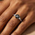 Fancy Black and White Diamond 3-Stone Engagement Ring On Hand
