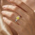 2 Carat Yellow and White Diamond 3-Stone Engagement Ring On Hand