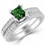 Princess-Cut Green Diamond Engagement Wedding Ring Set
