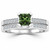 Princess-Cut Green Diamond Engagement and Wedding Ring Set
