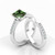 Princess-Cut Green Diamond Engagement and Wedding Ring Set Side