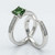 Princess-Cut Green Diamond Engagement and Wedding Ring Set Side