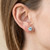 Blue Aquamarine Stud Earrings 14k Yellow Gold Martini Glass Style On Model