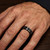 Men's Black Diamond Eternity Wedding Band Channel Ring 14k Black Gold On Hand