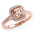 Petite Peach-Pink Morganite and Diamond Halo Engagement Ring in Rose Gold