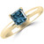 1 Carat Princess Cut Blue Diamond Solitaire Engagement Ring Yellow Gold