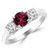 Red Ruby and Diamond 3 Stone Engagement Ring