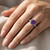 Large Round Amethyst and Diamond Ring Vintage Style On Hand