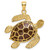 Large Sea Turtle Pendant Charm Necklace 14k Yellow Gold