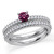 Purple-Pink Diamond Matching Engagement Wedding Ring Set