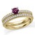 Purple-Pink Diamond Matching Engagement Wedding Ring Set Yellow Gold