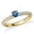 Fancy Blue Diamond Micropave Engagement Ring Vintage Style Yellow Gold