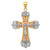 Intricate 14k Tri-Color Gold Cross Pendant Crucifix Necklace