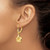 Plumeria Flower 14k Yellow Gold Leverback Dangle Earrings on Model