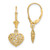 Puffed Heart 14k Yellow Gold Dangle Leverback Earrings