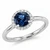 Fine Blue Sapphire Raised Diamond Halo Engagement Ring