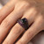 Matching Black Diamond Red Ruby Engagement Ring Set 14k Black Gold On Hand