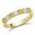 Alternating Yellow and White 7 Diamond Anniversary Ring 14k Yellow Gold