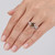 Fancy Brown and White Diamond 3-Stone Baguette Engagement Ring On Hand