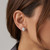 Oval Lab Grown Diamond Halo Stud Earrings On Model