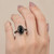Vintage Marquise Cut Black Diamond Engagement Ring 14k Black Gold On Hand