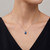 1 Carat Lab Grown Blue Diamond Solitaire Necklace On Model