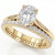 Oval Diamond Solitaire Engagement and Eternity Wedding Ring Set 14k Yellow Gold