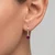 Dainty Red Ruby and Diamond Hoop Drop Earrings 14k Yellow Gold On Model