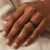 Fancy Blue and Black Diamond Eternity Wedding Ring 14k Black Gold On Hand
