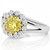 Fancy Canary Yellow Diamond Halo Engagement Ring Split Band Design