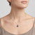 Triangular Fancy Black Diamond Halo Pendant 14k Gold On Model