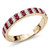 Alternating Red Ruby and Diamond Anniversary Ring / Wedding Band 14k Yellow Gold