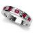 Princess-Cut Red Ruby and Diamond Channel Ring Wedding Band
