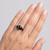 Pear-Shaped Black Diamond 3-Stone Engagement Ring 14k Black Gold On Hand