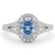 Oval Lab Grown Blue Diamond Halo Engagement Ring With Split Band