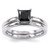 Princess Cut Black Diamond Solitaire Engagement and Wedding Ring Set