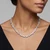 Large Mixed-Cut Lab Grown Diamond Tennis Necklace 14k White Gold On Model