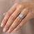 Lab Grown Emerald Cut Diamond Matching Engagement Ring Set On Hand