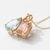 Aquamarine and Morganite Toi et Moi Two-Stone Necklace 14k Yellow Gold Side
