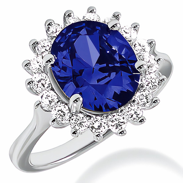 3.08ct Cushion-Cut Tanzanite & Diamond Halo Cocktail Ring