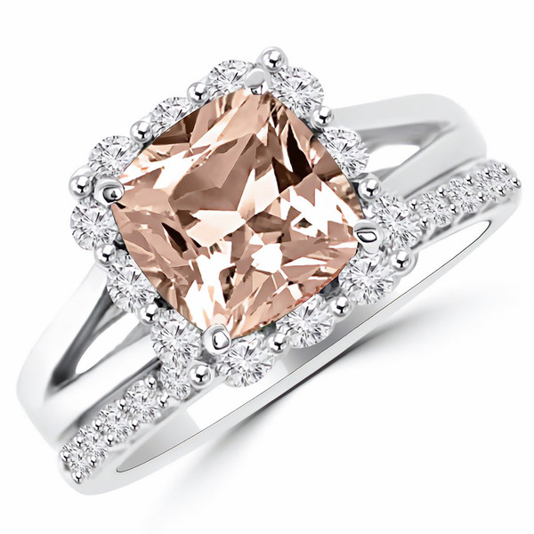 Peach Pink Morganite Engagement Rings - Jewelry Point